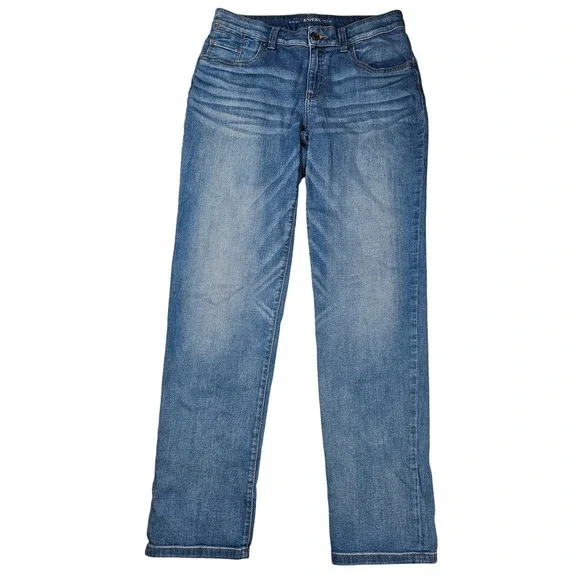 Chicos The Platinum Boyfriend Jeans Tapered Leg Medium Wash Blue Women's 00/XS/2 - Picture 2 of 12